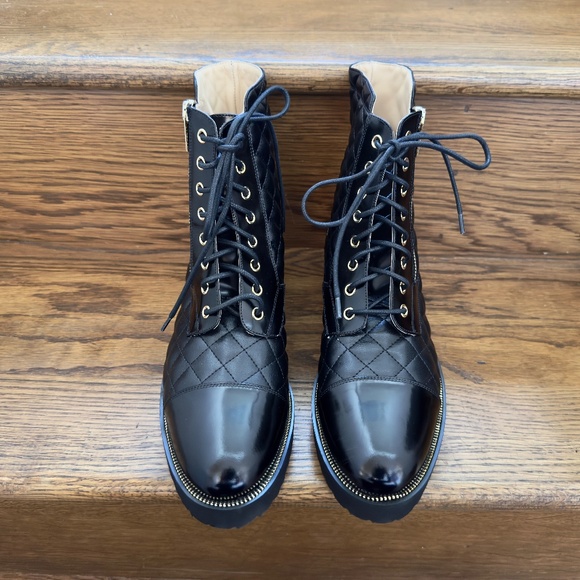 NEW Ron White Tiffany Combat Boot bBlack Weatherproof shine Calf and Nappa - Picture 7 of 10